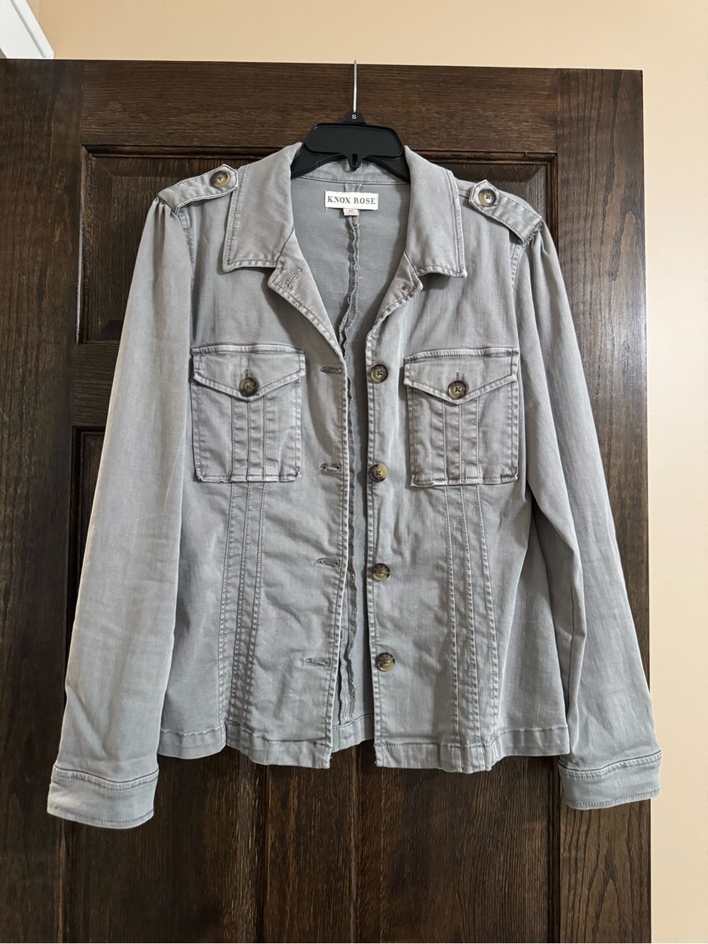 Knox Rose Gray Utility Jacket with Epaulets